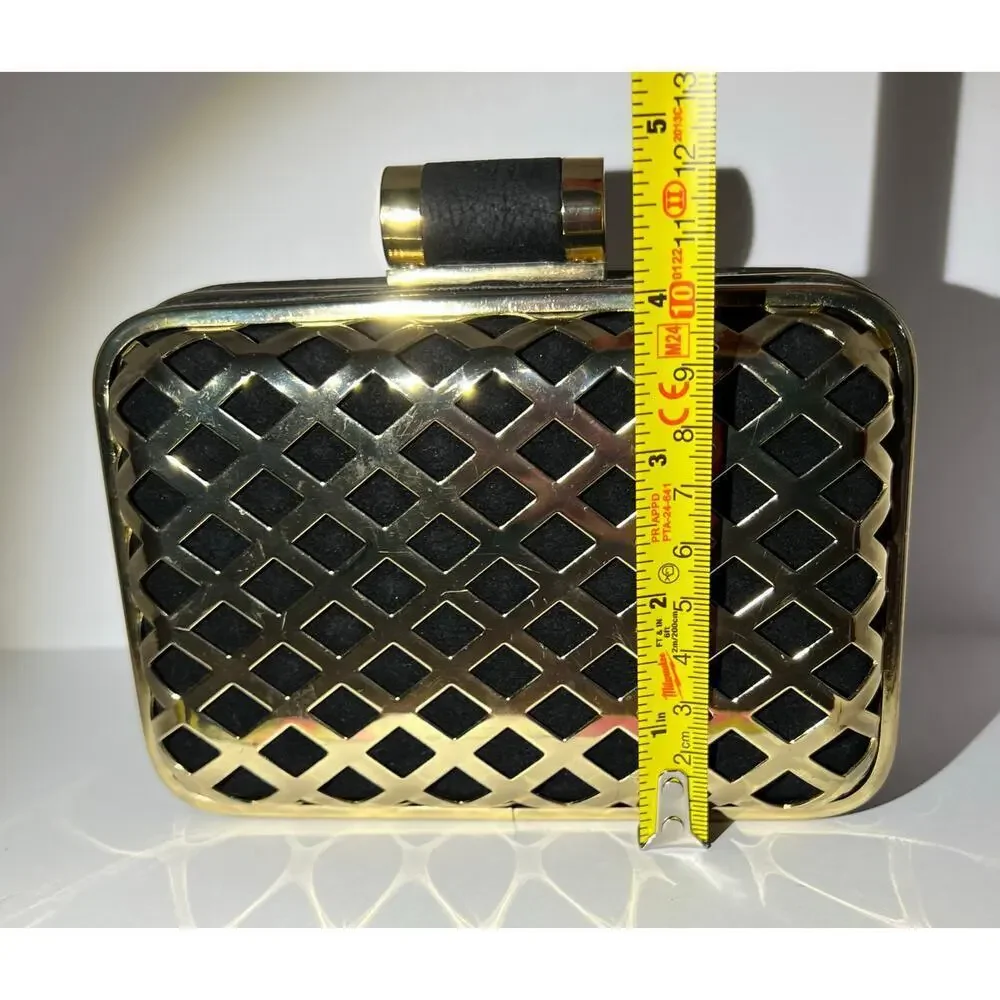 H&M crossbody black velvet with gold metal weave design cocktail/party bag